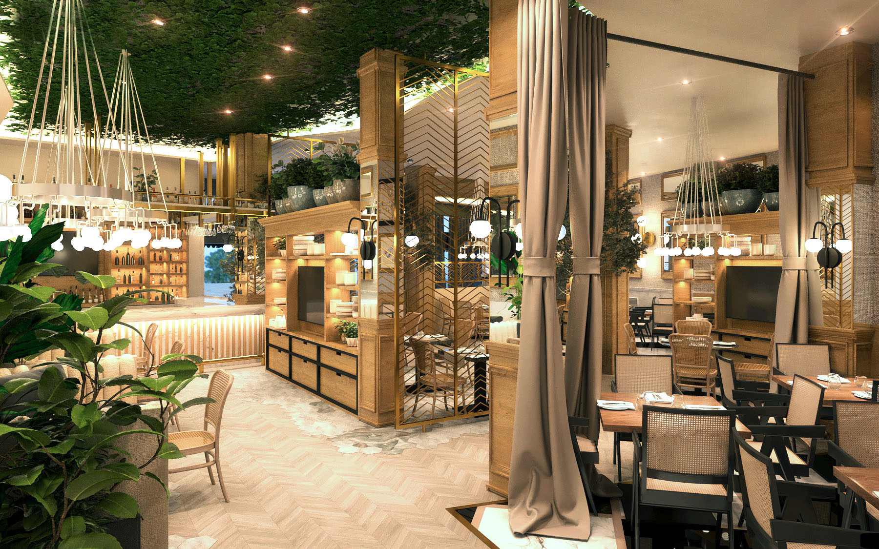 Render: barra y salón